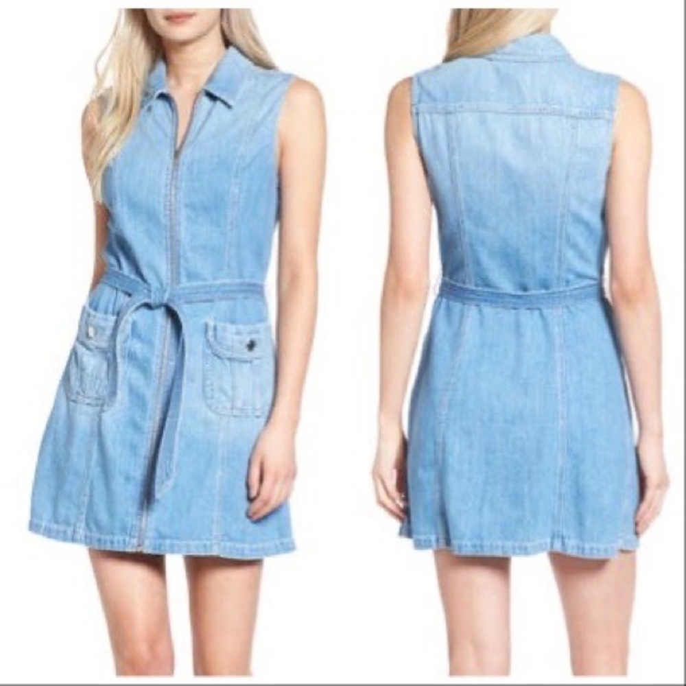 7 For All Mankind Denim Jean Zipper Dress Size M - Picture 8 of 8